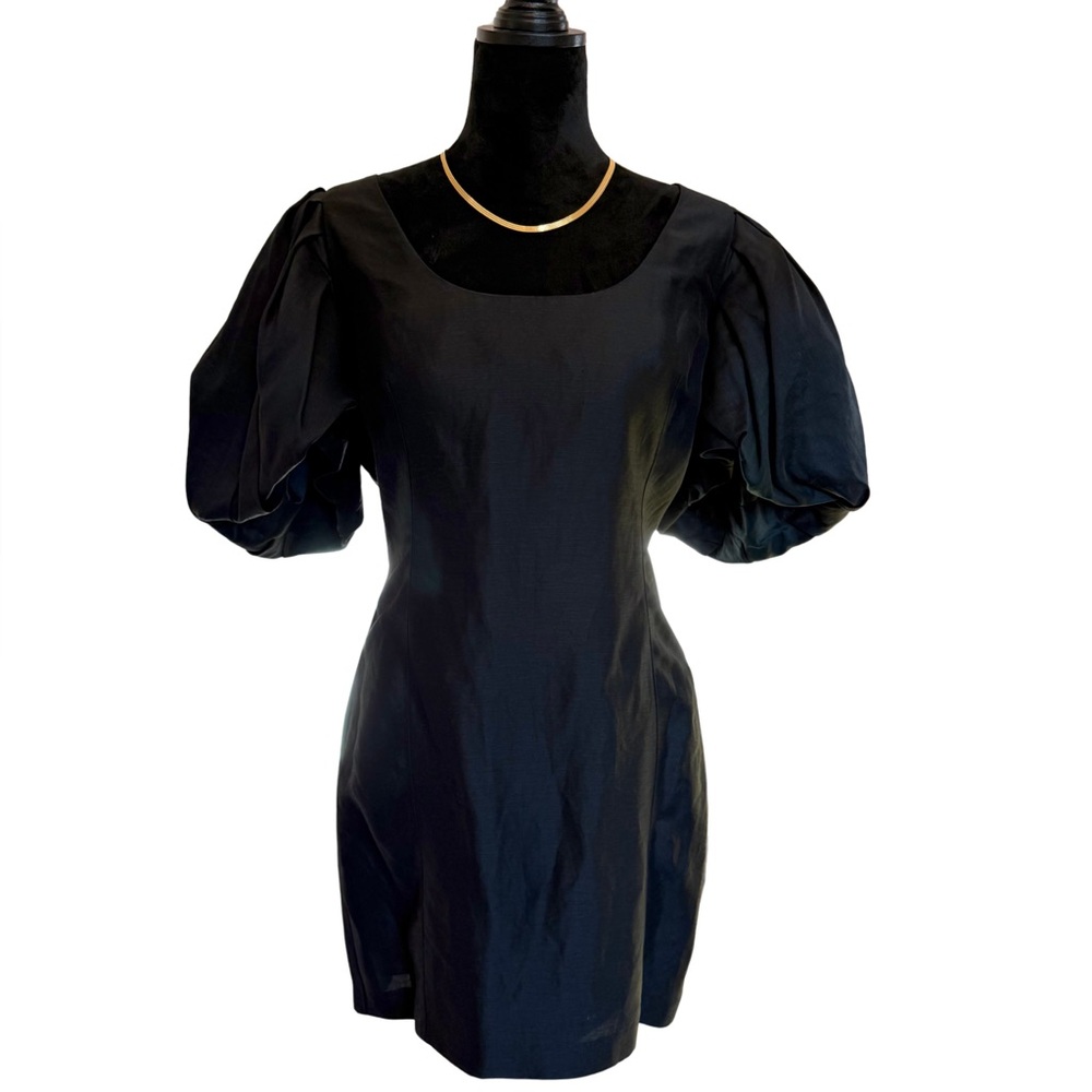 Frame Denim Black Puff Sleeve Mini Dress